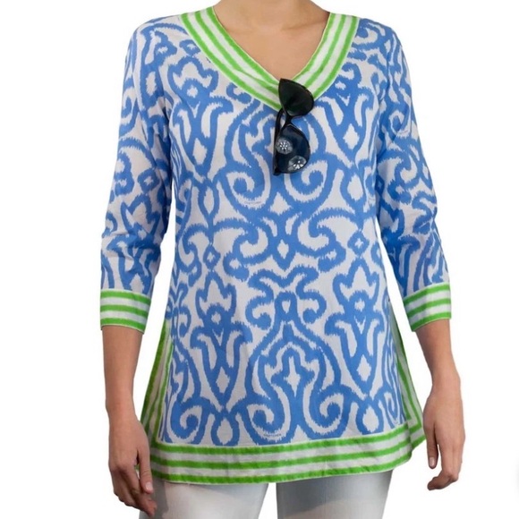 Gretchen Scott Designs Tops - Gretchen Scott Designs Green and Blue Tunic